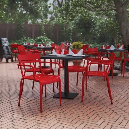 FLASH FURNITURE Red All-Weather Steel Dining Chair, 4PK 4-XU-CH-10318-ARM-RED-GG